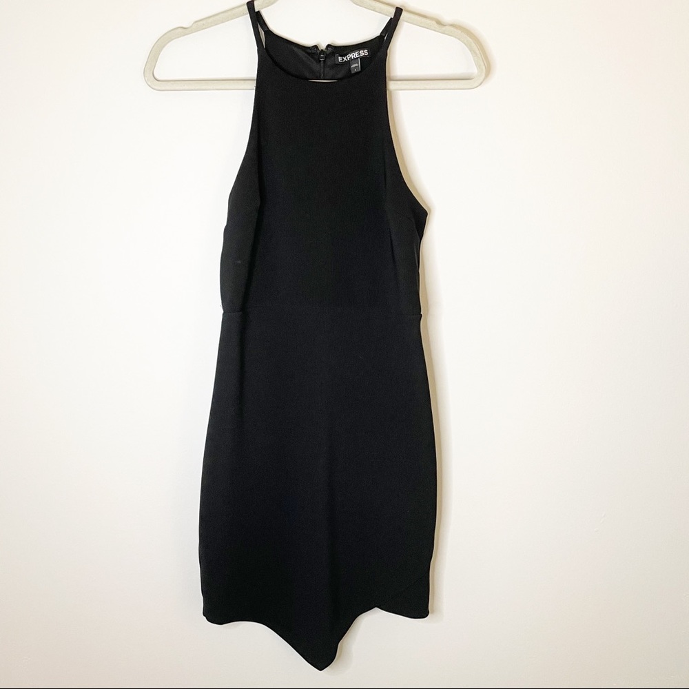 Express Black Halter Envelope Bodycon Dress